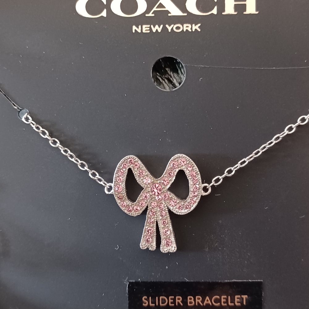 Coach Pink Bow Adjustable Slider Bracelet